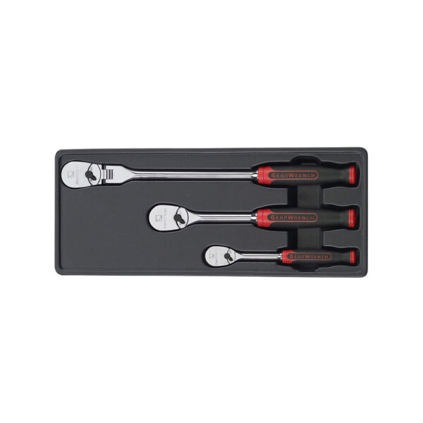 81203F GearWrench 1/4'' and 3/8'' Drive Cushion Grip Mixed Teardrop Ratchet 3 Piece Set