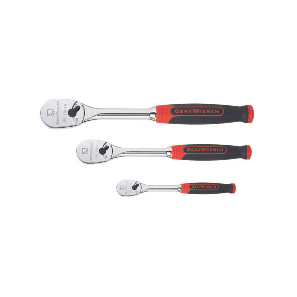 81207F GearWrench 1/4'', 3/8'' and 1/2'' Drive Cushion Grip Teardrop Ratchet 3 Piece Set