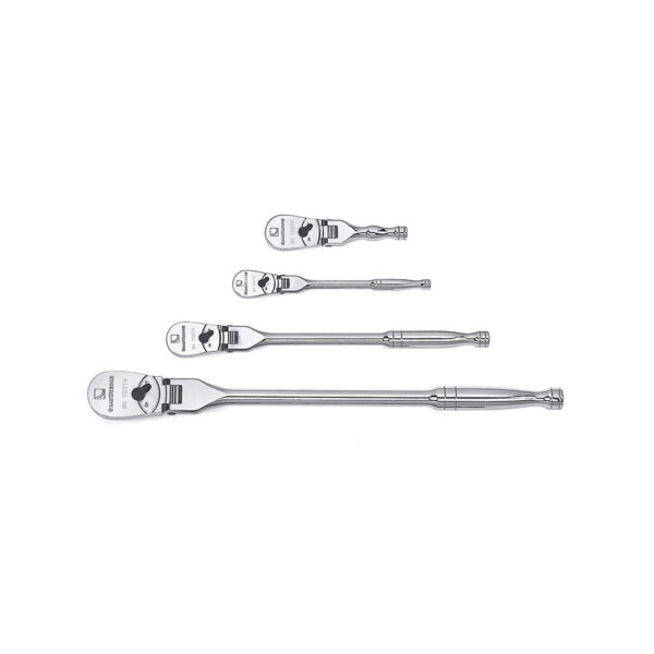 81230F GearWrench 1/4'', 3/8'' and 1/2'' Drive Full Polish Flex Handle Ratchet 4 Piece Set