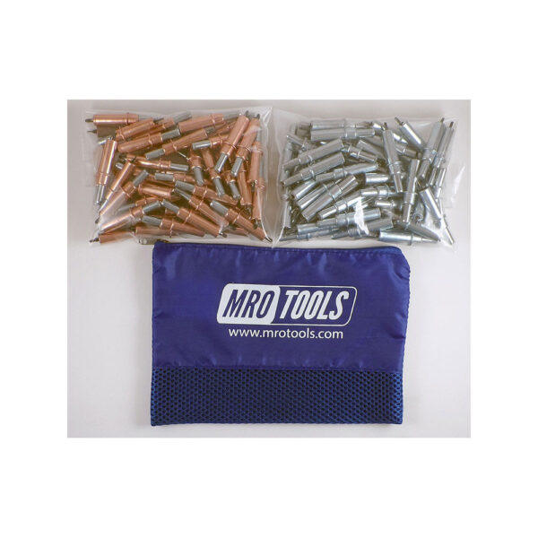 MRO Tools K3S100-3 Standard 50 1/8'' & 50 3/32'' Cleco Fasteners Kit w/ Carry Bag