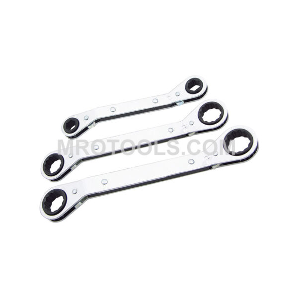 ROW-3 Lang Offset Vinyl Pouch Ratcheting Box Wrench 3 Piece Set, SAE