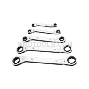 ROW-5 Lang Offset Vinyl Pouch Ratcheting Box Wrench 5 Piece Set, SAE