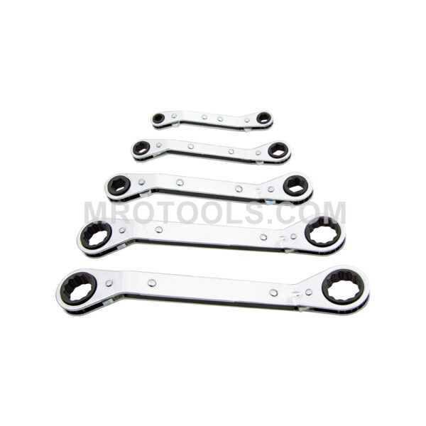 ROWM-5 Lang Offset Vinyl Pouch Ratcheting Box Wrench 5 Piece Set, Metric