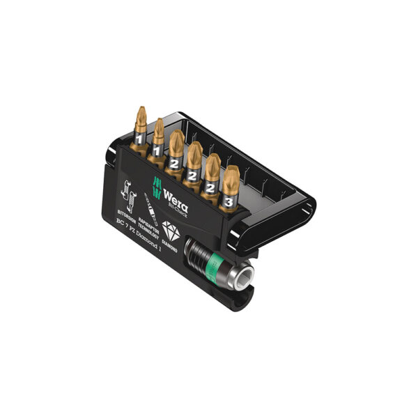 05057412001 Wera 7 Pc. Pozidriv Diamond 1 Bit-Check