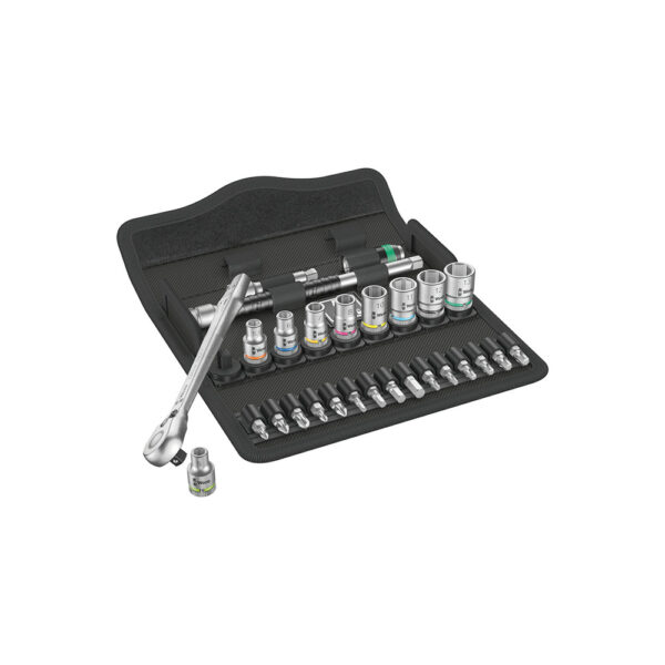 05004018001 Wera 28PC 8100 SA 8 1/4'' Zyklop Metric Metal Ratchet Set w/ Switch Lever