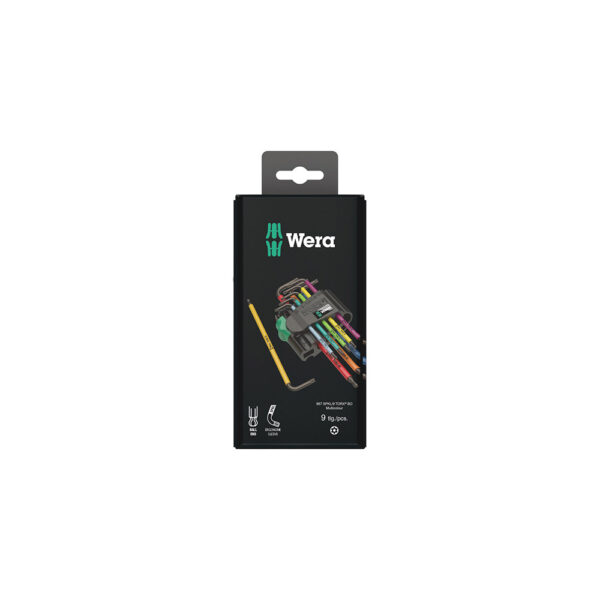 05073599001 Wera 9 Pc. 967/9 TX BO Multicolor 1 SB BlackLaser L-Key Set for Tamper-Proof TORX Screws