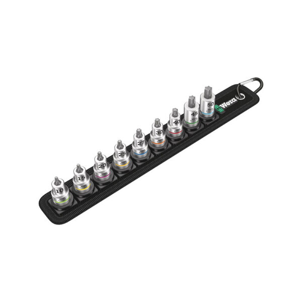 05003972001 Wera 9PC Belt B 3 TORX HF 3/8'' Zyklop Bit Socket Set w/ Holding Function