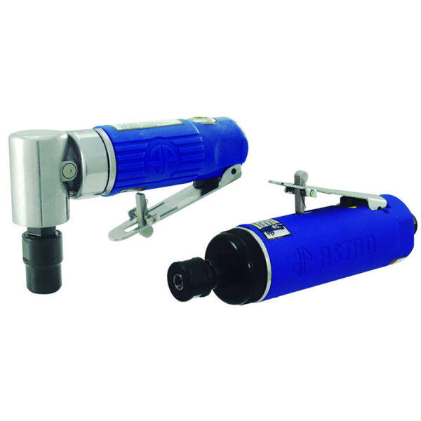 Astro Pneumatic 1222 Composite Body 1/4'' 90 Degree Angle Die Grinder and Blue Composite Body 1/4'' Medium Die Grinder Kit
