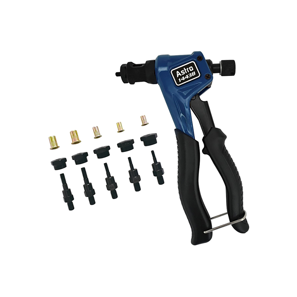 Astro Tools 1453 – Kit Combinato Rivettatrice A Strappo E Per Dadi Rivetto – Cambio Rapido Senza Utensili – Accessori Da 2,4 A 6,4 Mm