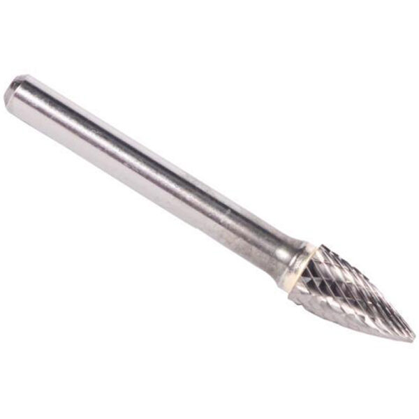 Omega Technologies SG1X6 6'' Overall Tree (Pointed End) Double Cut Solid Carbide Bur, 1/4'' x 5/8''