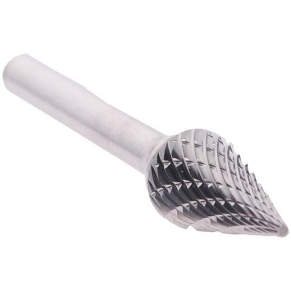 Omega Technologies SM4 Cone (Pointed End) Double Cut Solid Carbide Bur, 3/8'' x 5/8''
