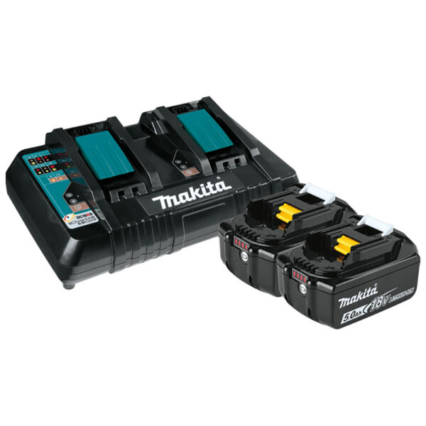 Makita BL1850B2DC2 18V LXT Lithium-Ion Battery And Dual Port Charger Starter Pack (5.0Ah)