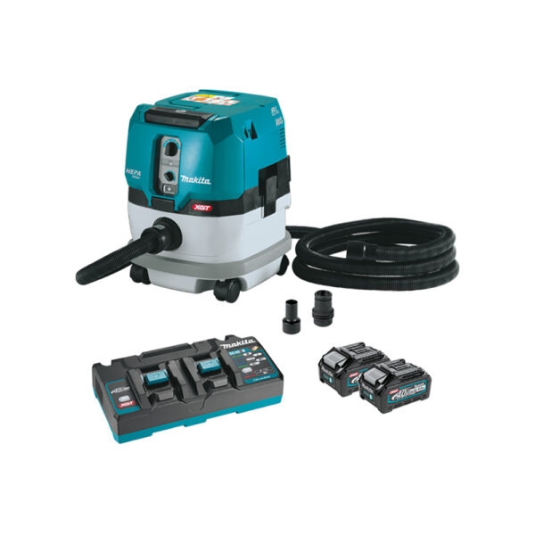 Makita GCV02PMX 40V max XGT Brushless Cordless 2.1 Gallon HEPA Filter Dry Dust Extractor Kit, AWS Capable (4.0Ah)