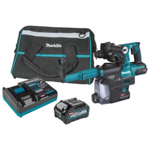 Makita GRH01M1W 40V max XGT Brushless Cordless 1-1/8'' SDS-PLUS AVT Rotary Hammer Kit w/ Dust Extractor, AFT, AWS Capable (4.0Ah)