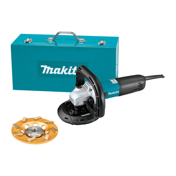 Makita PC5010CX1 Corded 5'' SJS II Compact Concrete Planer with Dust Extraction Shroud and Diamond Cup Wheel