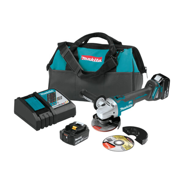 Makita XAG04T 18V LXT Lithium-Ion Brushless Cordless 4-1/2'' / 5'' Cut-Off/Angle Grinder Kit (5.0Ah)