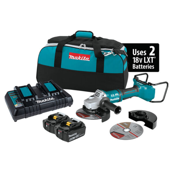 Makita XAG12PT1 36V (Makita 18V X2) LXT Brushless 7'' Paddle Switch Cut-Off/Angle Grinder Kit, With Electric Brake (5.0Ah)