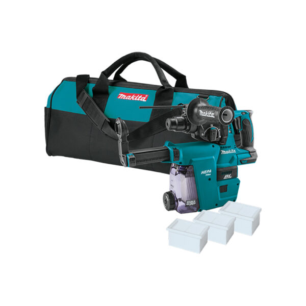 Makita XRH01ZWX 18V LXT Lithium-Ion Brushless Cordless 1'' SDS-PLUS Rotary Hammer, w/ HEPA Dust Extractor Attachment, Tool Only