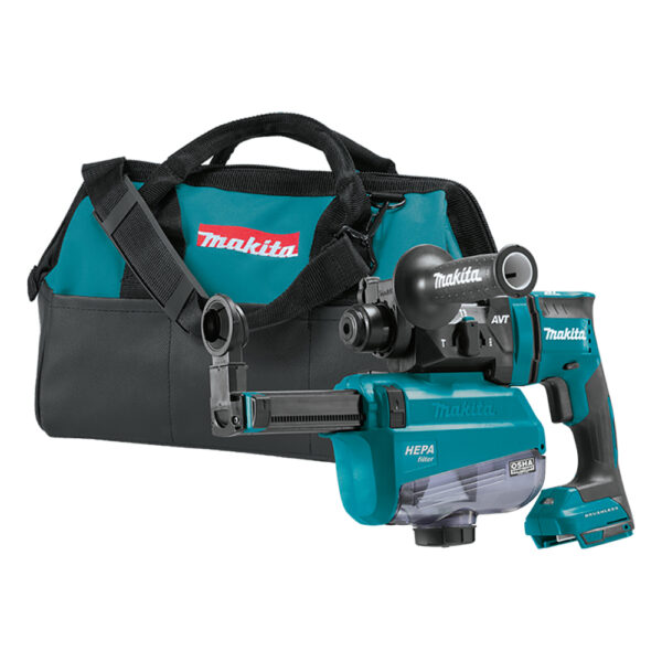 Makita XRH12ZW 18V LXT Lithium-Ion Brushless Cordless 11/16'' SDS-PLUS AVT Rotary Hammer, w/ HEPA Dust Extractor, AWS Capable, Tool Only