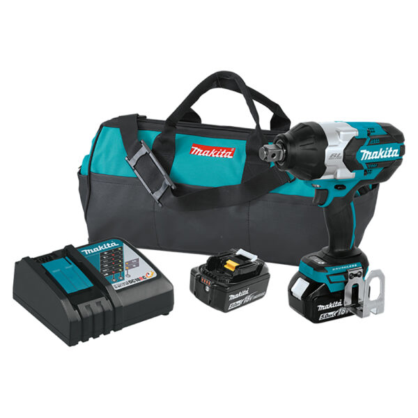 Makita XWT07T 18V LXT Lithium-Ion Brushless Cordless High-Torque 3/4'' Sq. Drive Impact Wrench Kit w/ Friction Ring Anvil (5.0Ah)