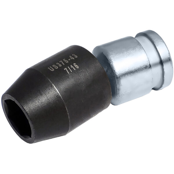 Omega Technologies US375-43 7/16'' Low Profile Swivel Socket, 6-Point, 3/8'' Square Drive