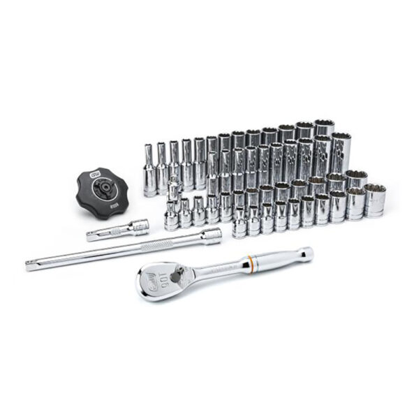 80301 GearWrench 1/4'' Drive 12 Point Standard & Deep SAE/Metric Mechanics 51PC Tool Set
