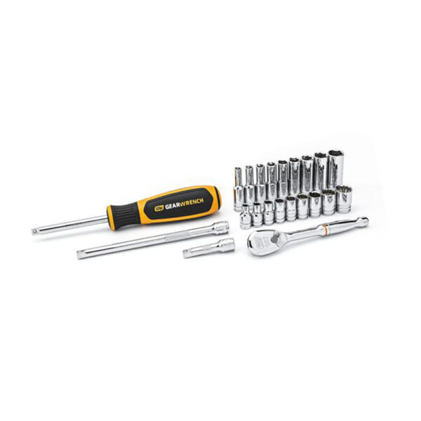 80325 GearWrench 1/4'' Drive 6 & 12 Point Standard & Deep SAE Mechanics 22PC Tool Set