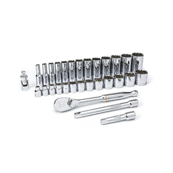 80568 GearWrench 3/8'' Drive 12 Point Standard & Deep SAE Mechanics 30PC Tool Set