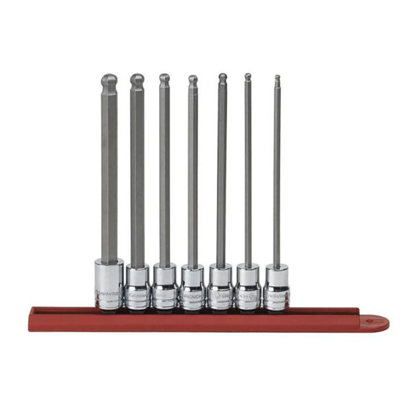 80574 GearWrench 7PC 3/8'' Drive Long Ball End Hex Bit SAE Socket Set
