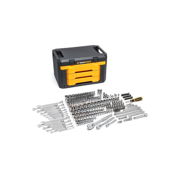80966 GearWrench 243PC 6 Point Mechanics Tool Set in 3 Drawer Storage Box