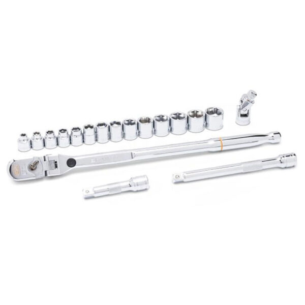 81392 GearWrench 18PC 3/8'' Drive 120XP Locking Flex Head Ratchet and 6 Point Metric Stubby Socket Mechanics Tool Set