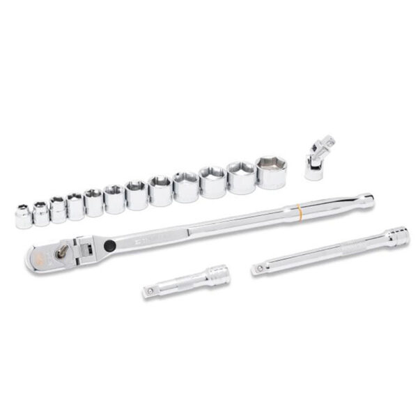81393 GearWrench 16PC 3/8'' Drive 120XP Locking Flex Head Ratchet and 6 Point SAE Stubby Socket Mechanics Tool Set