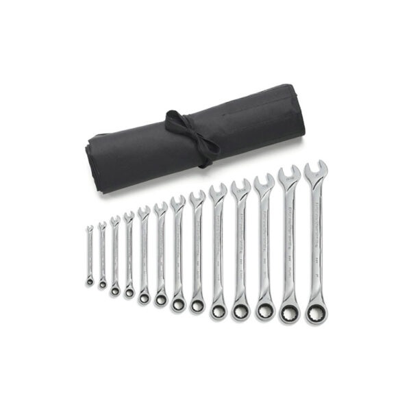 85199R GearWrench 13PC 72-Tooth 12 Point XL Ratcheting Combination SAE Wrench Set with Tool Roll