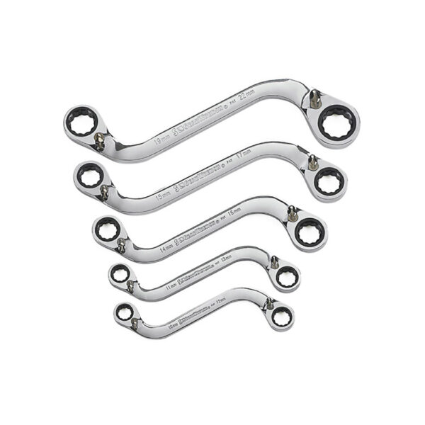 85299 GearWrench 5PC 72-Tooth 12 Point Reversible S-Shape Double Box Ratcheting Metric Wrench Set