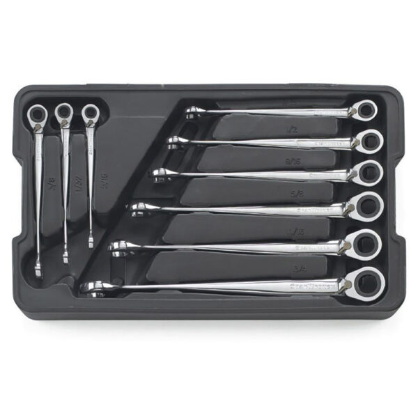 85398 GearWrench 9PC 72-Tooth 12 Point Reversible XL X-Beam Ratcheting Combination SAE Wrench Set