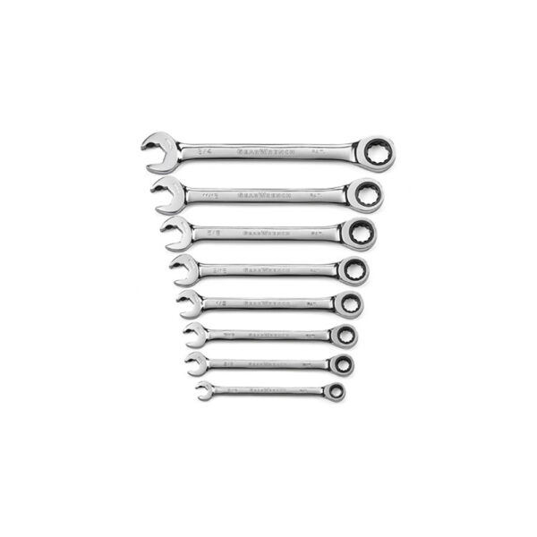 85599 GearWrench 8PC 72-Tooth 12 Point Open End Ratcheting Combination SAE Wrench Set