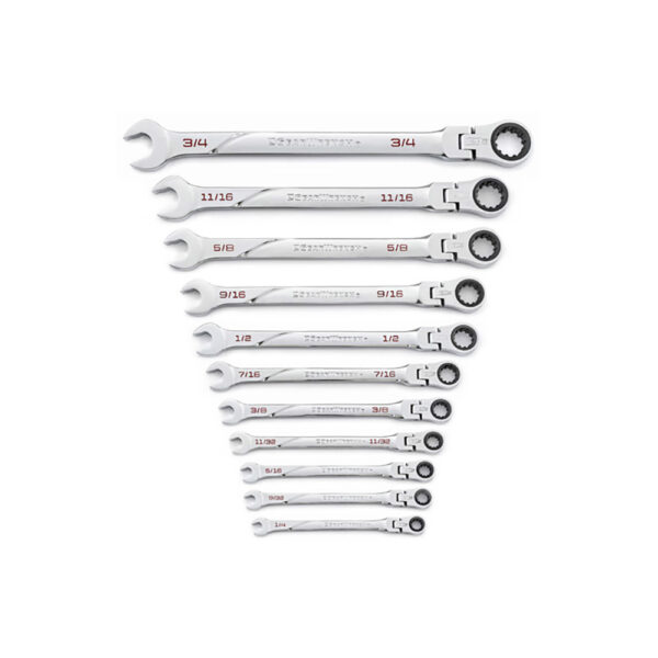 86247 GearWrench 11PC 120XP Universal Spline XL Flex Head Ratcheting Combination SAE Wrench Set
