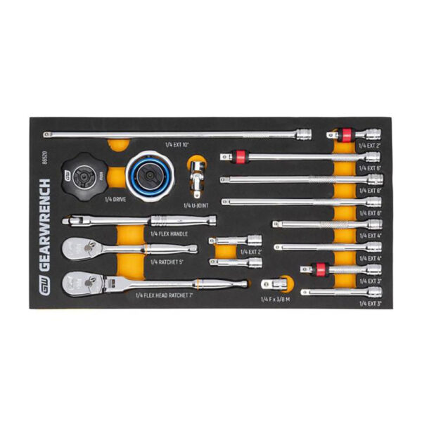 86520 GearWrench 18PC 1/4'' 90-Tooth Ratchet & Drive Tool Modular Set