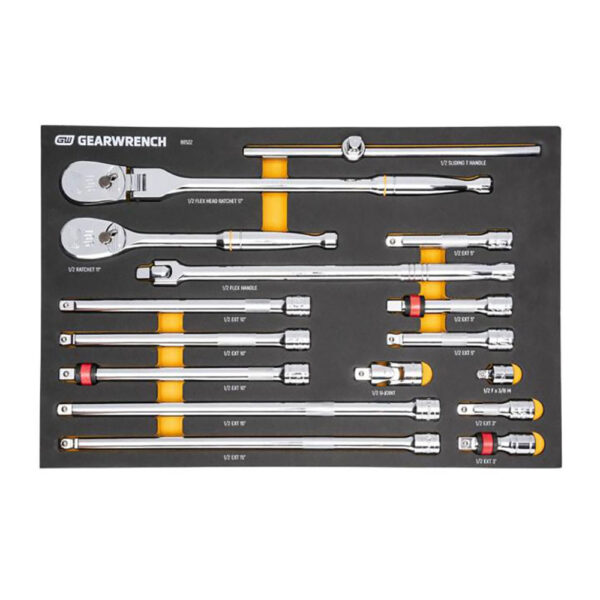 86522 GearWrench 16PC 1/2'' 90-Tooth Ratchet & Drive Tool Modular Set
