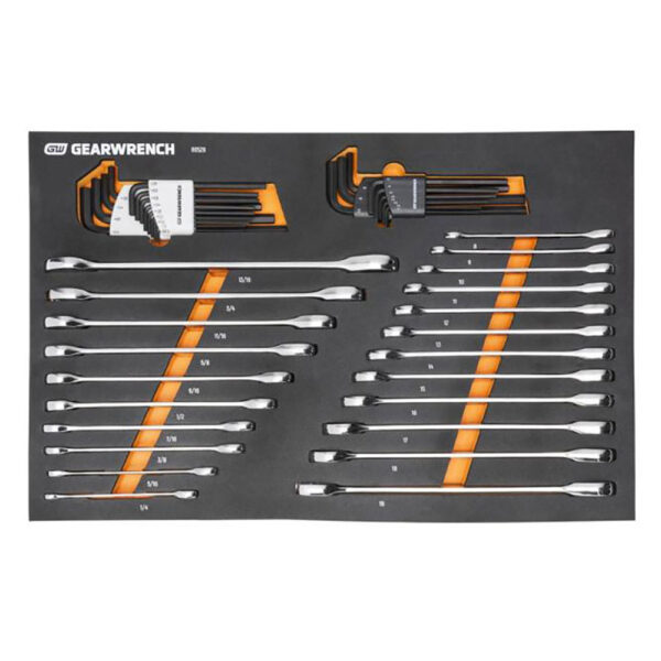 86528 GearWrench 44PC 90-Tooth SAE/Metric Combination Ratcheting Wrench & Long Arm Hex Key Modular Set