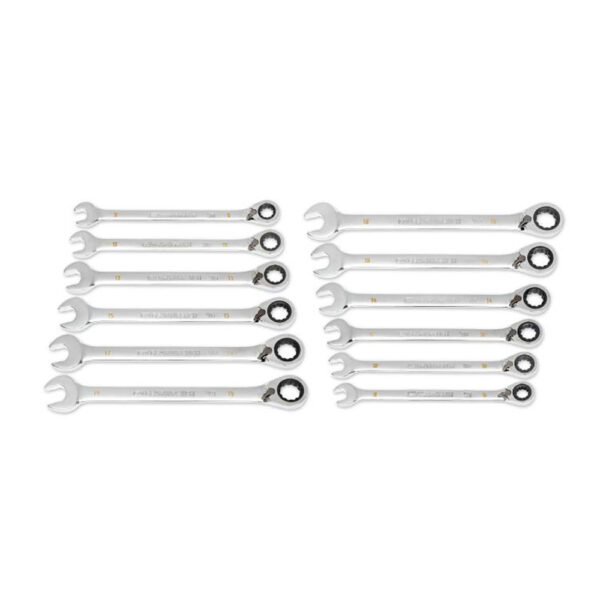 86628 GearWrench 12PC 90-Tooth 12 Point Metric Reversible Ratcheting Combination Wrench Set with Wrench Roll
