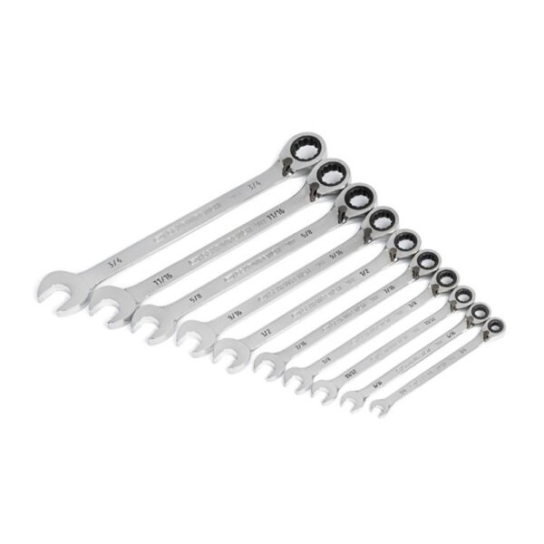 86658 GearWrench 10PC 90-Tooth 12 Point SAE Reversible Ratcheting Combination Wrench Set