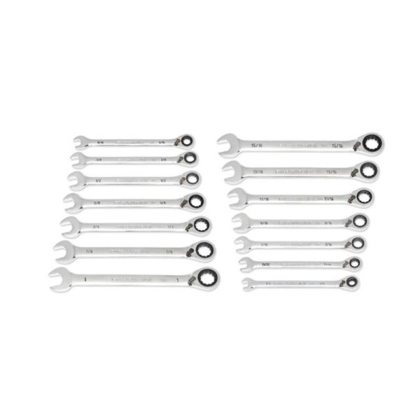 86661 GearWrench 14PC 90-Tooth 12 Point SAE Reversible Ratcheting Combination Wrench Set with Wrench Roll