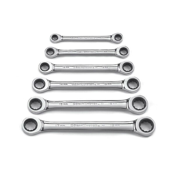 9260 GearWrench 6PC 72-Tooth 12 Point Double Box Ratcheting Metric Wrench Set