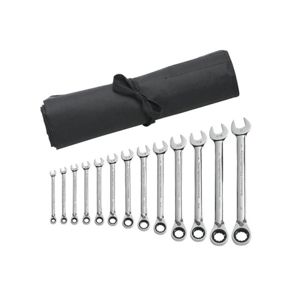 9509RN GearWrench 13PC 72-Tooth 12 Point Reversible Ratcheting Combination SAE Wrench Set with Tool Roll