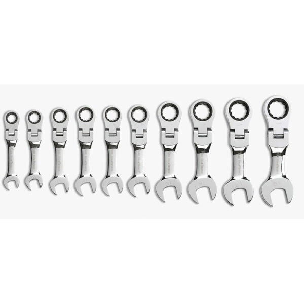 9550 GearWrench 10PC 72-Tooth 12 Point Stubby Flex Head Ratcheting Combination Metric Wrench Set