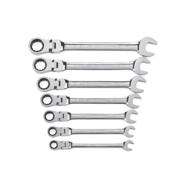 9700 GearWrench 7PC 72-Tooth 12 Point Flex Head Ratcheting Combination SAE Wrench Set