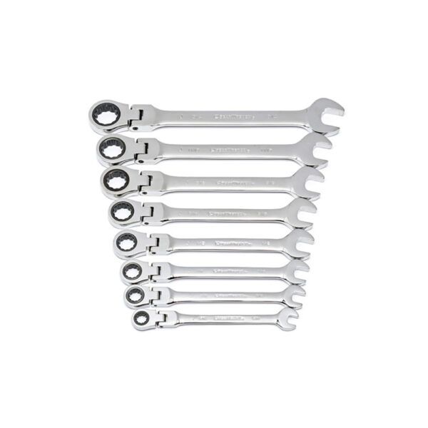 9701 GearWrench 8PC 72-Tooth 12 Point Flex Head Ratcheting Combination SAE Wrench Set