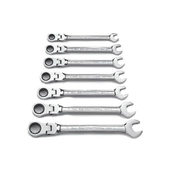 9900D GearWrench 7PC 72-Tooth 12 Point Flex Head Ratcheting Combination Metric Wrench Set