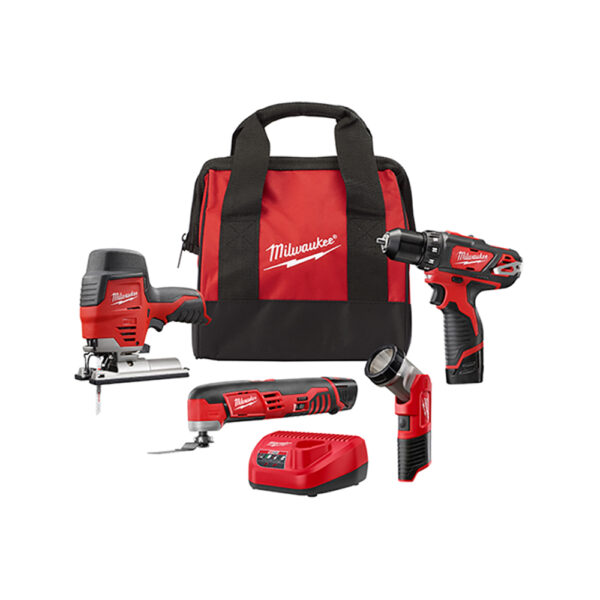 2407-22C Milwaukee M12 Cordless LITHIUM-ION 4-Tool Combo Kit
